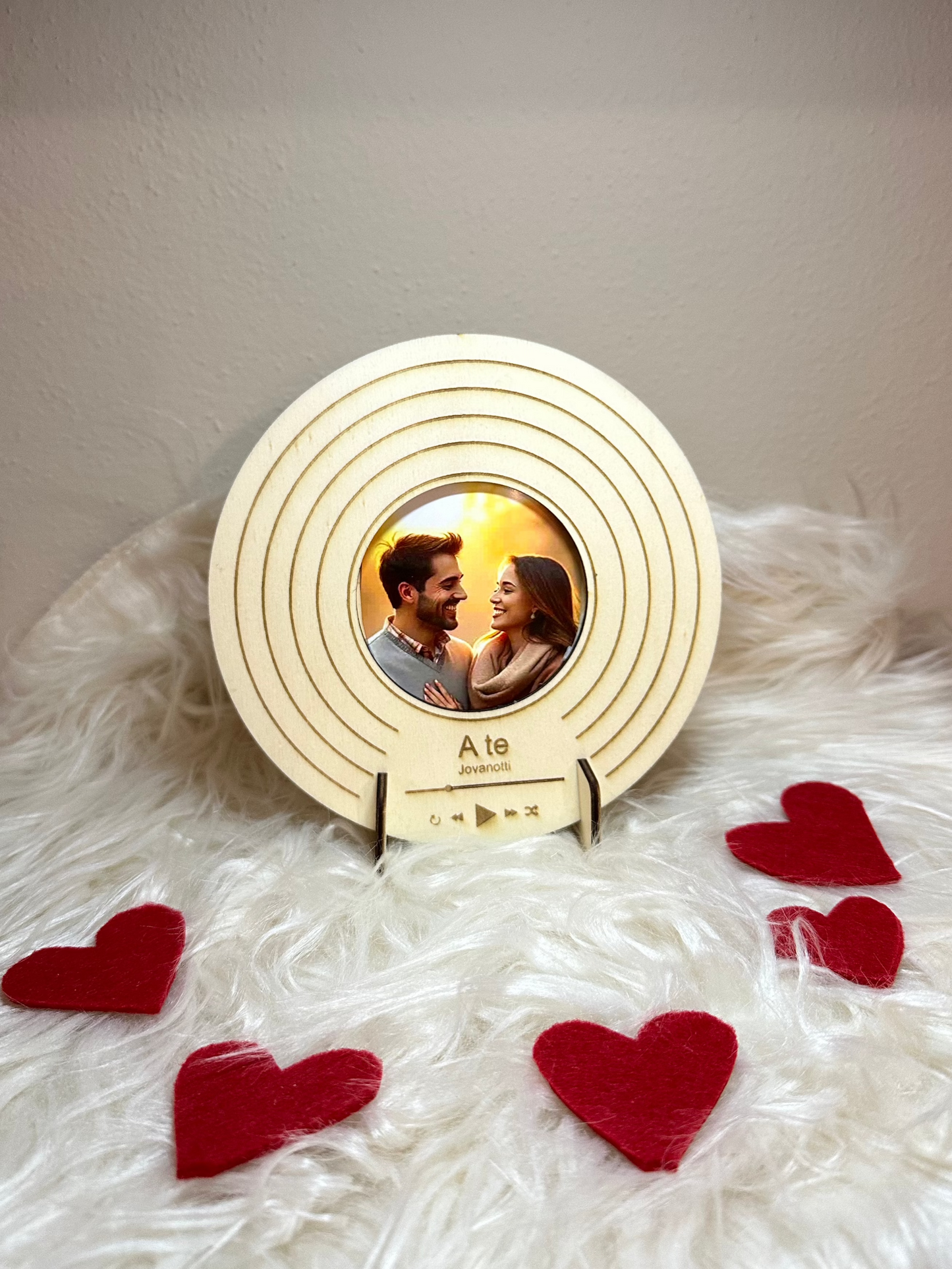 Targa a forma di vinile con foto e canzone